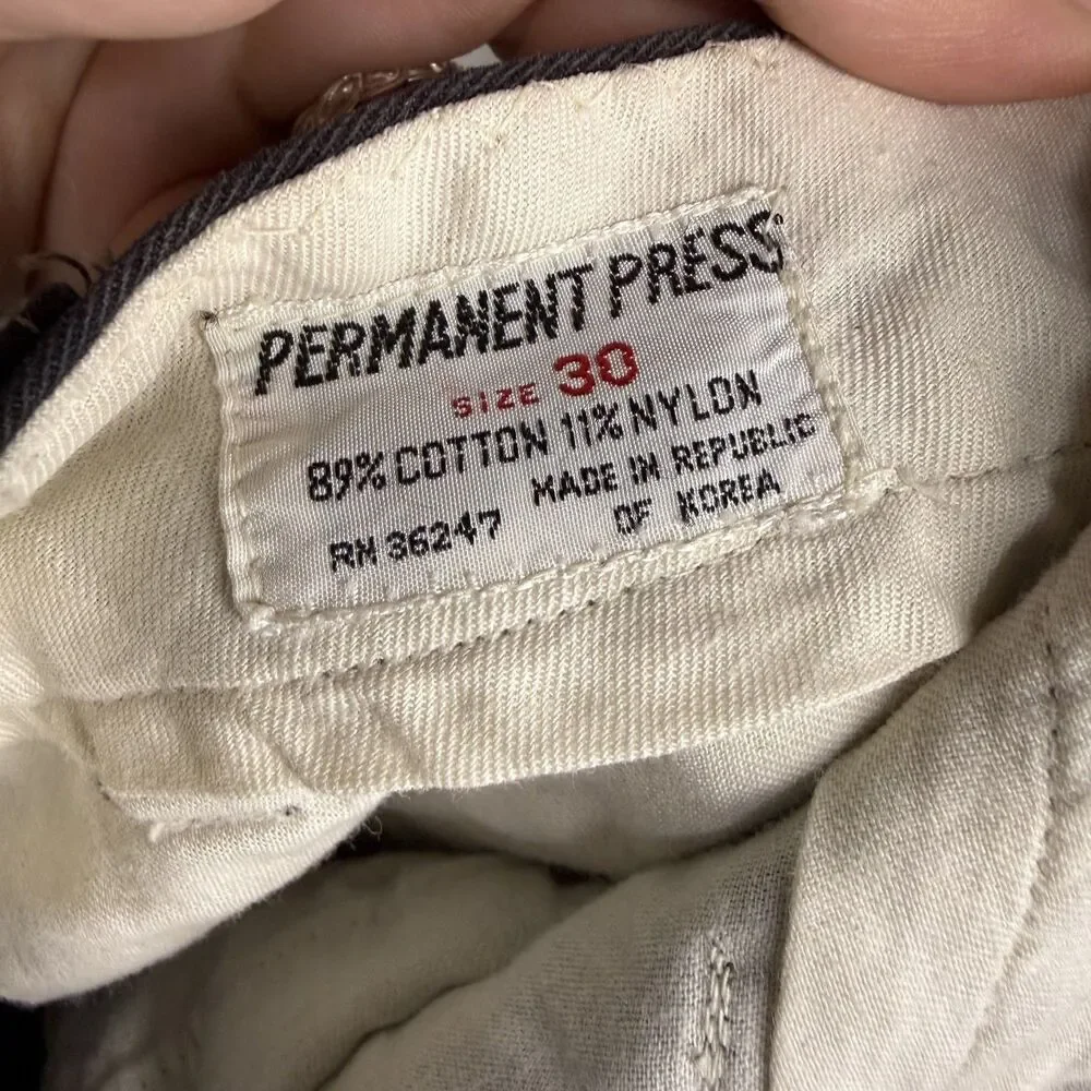 Vtg 70s Permanent Press Shorts Mens 30 (28) Chino 2 Toned Black Ykk Zip READ